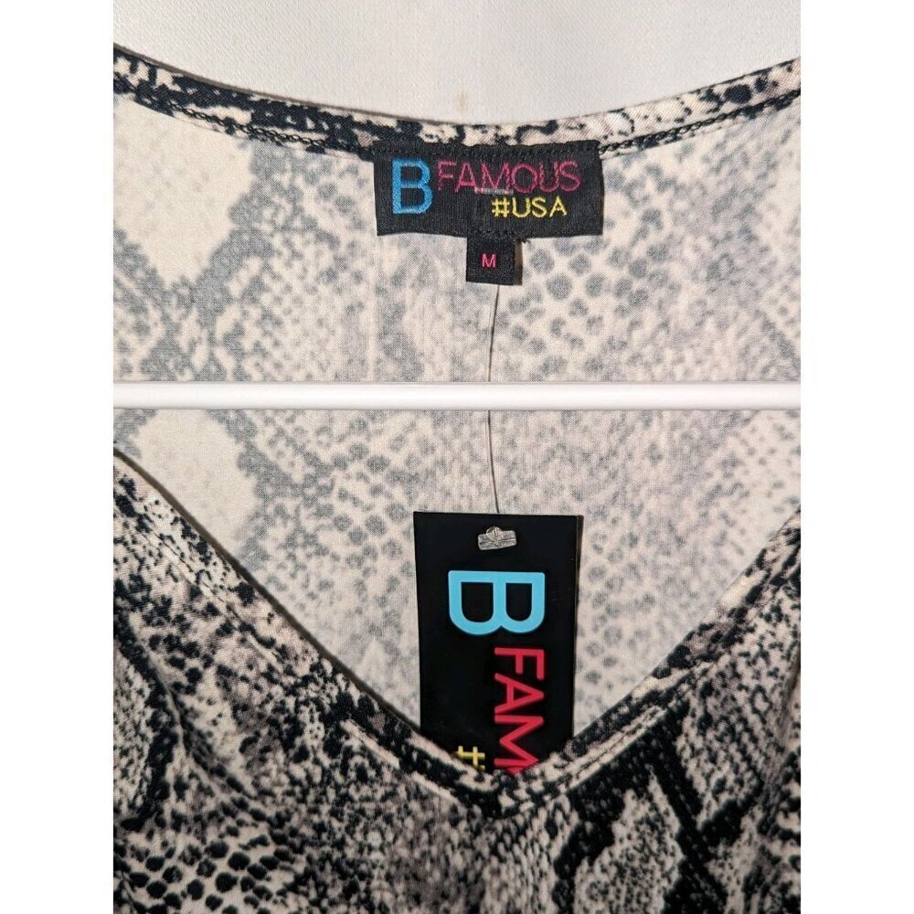 B Famous Women's Size Medium Brown Animal Print One Piece Body Suit NWTs - Picture 3 of 15
